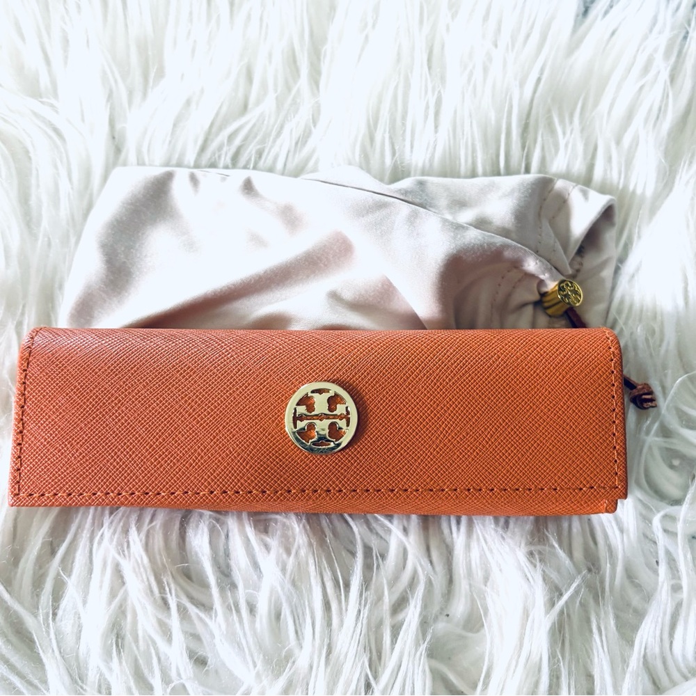 ❤️EXTRA 50% off! Tory Burch Orange Clutch/ Case with Gold Logo